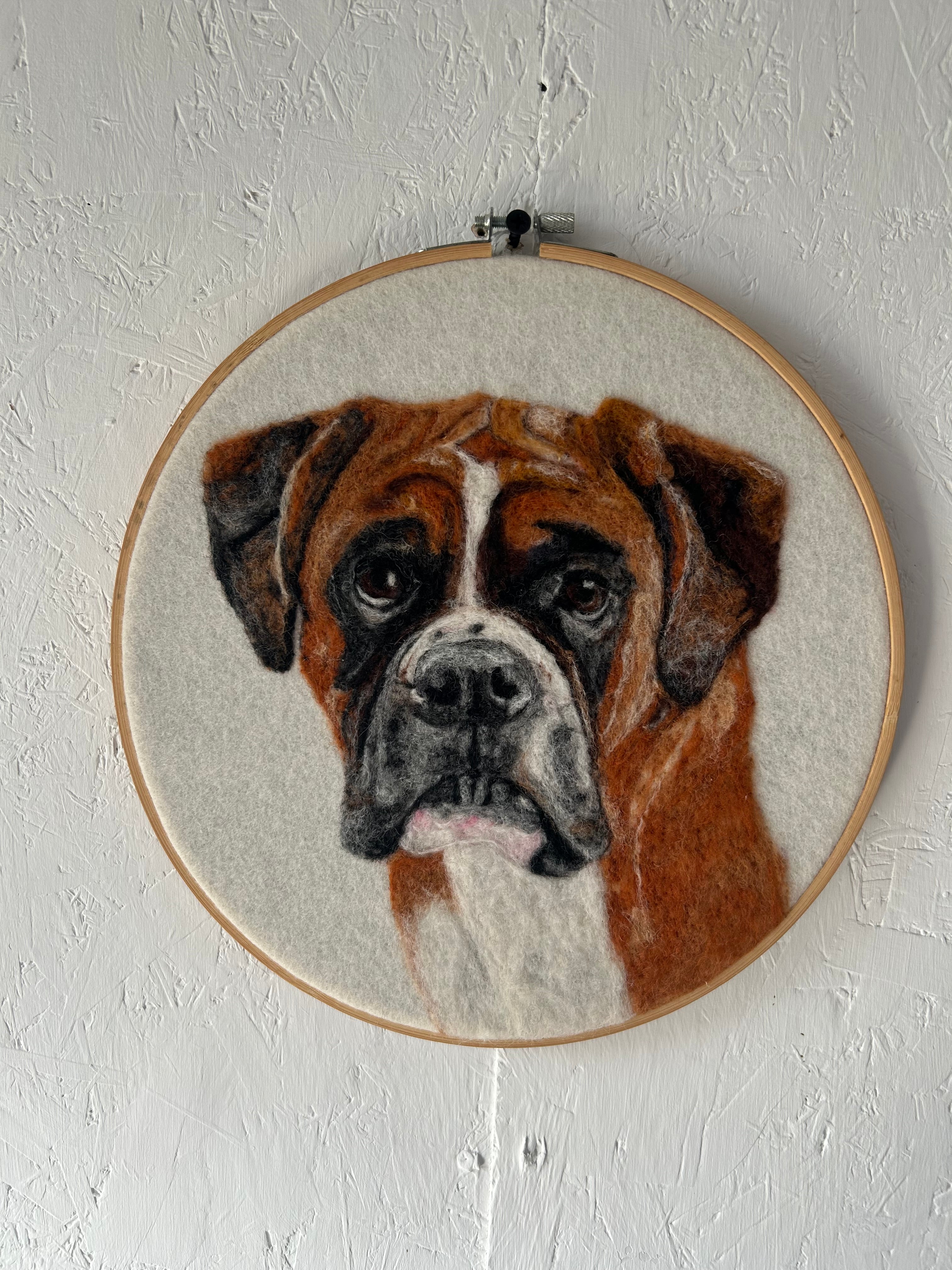 Boxer portrait needle felted