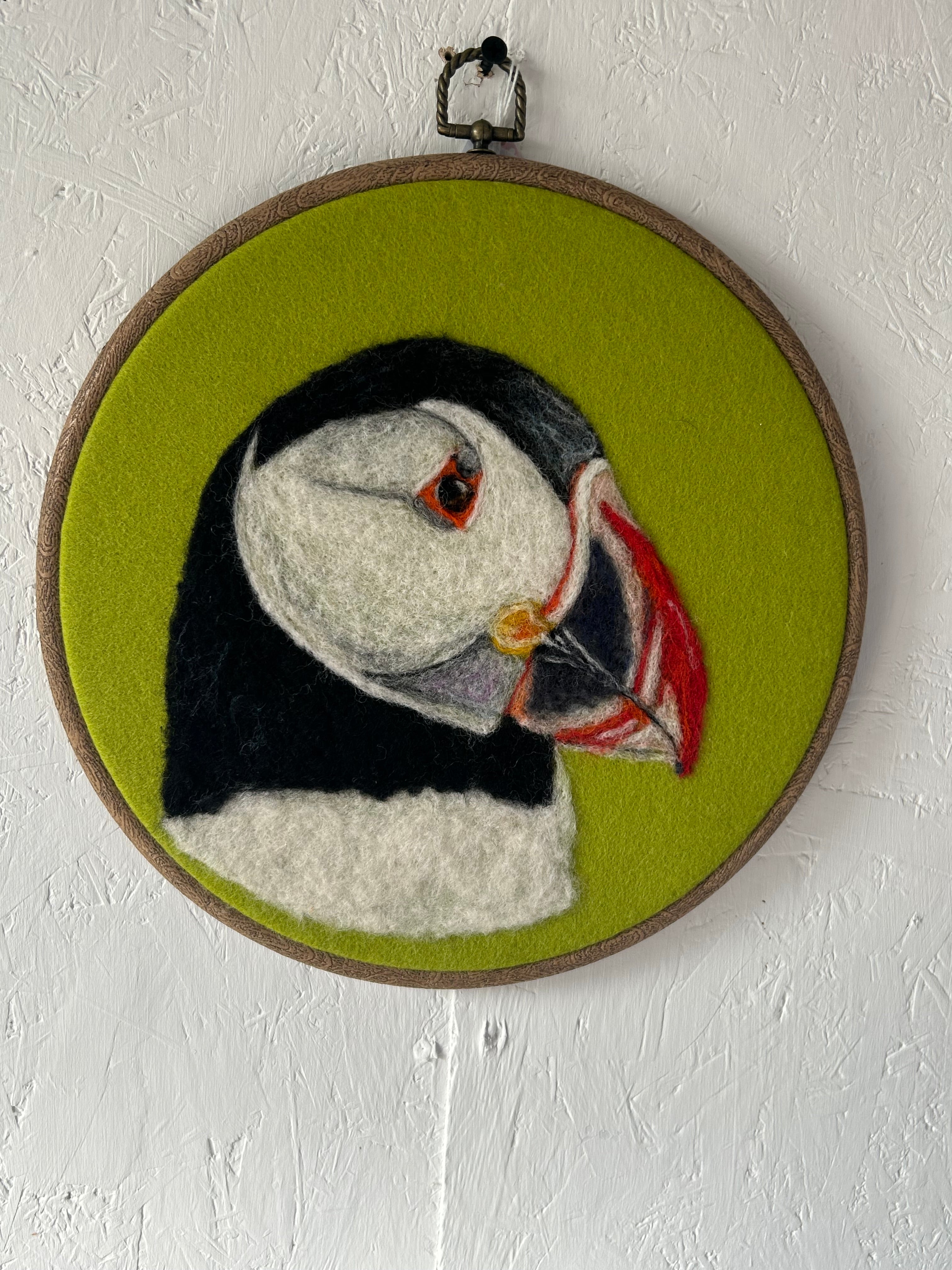 Puffin head needle felted